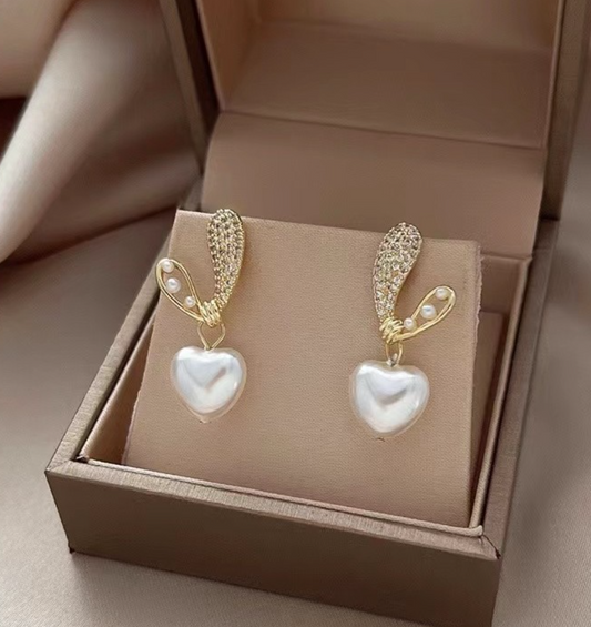 Bling Bunny Heart Korean Earrings