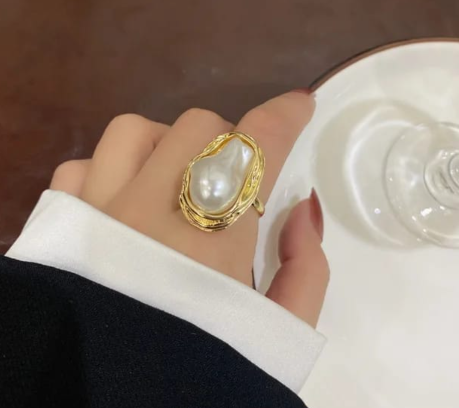 Korean White Pearl Ring