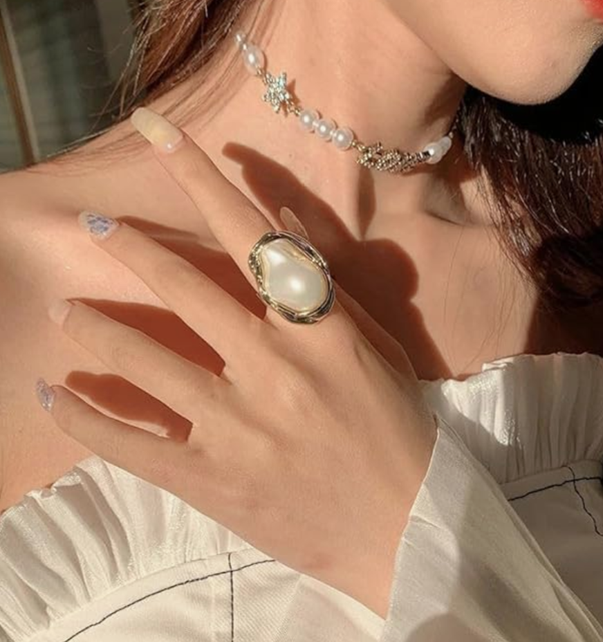 Korean White Pearl Ring