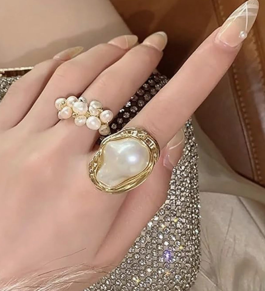 Korean White Pearl Ring